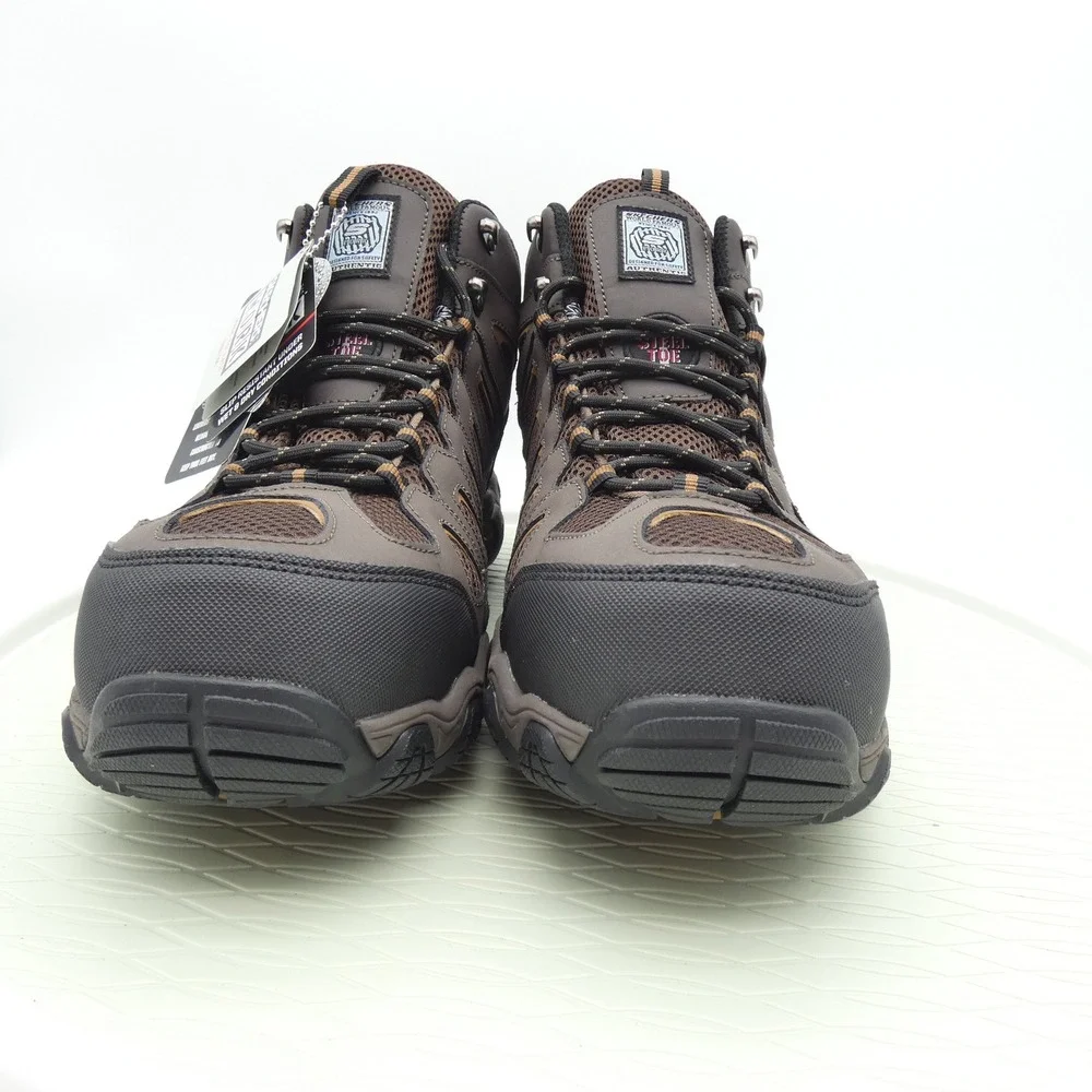 Skechers Work Mens Steel Toe Waterproof Boots Brown Black 77054 Size 13 NEW